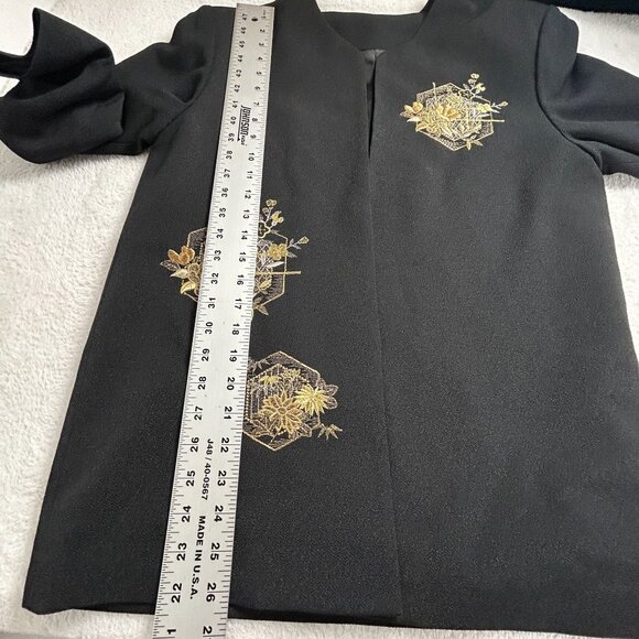 Tango Chirimen Japanese Brand Floral Embraided Blazer Jacket Black Lined New - Picture 9 of 9